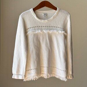 J.Crew Open Knit Medium Sweater – Lightweight Dainty Layering Piece – Classic